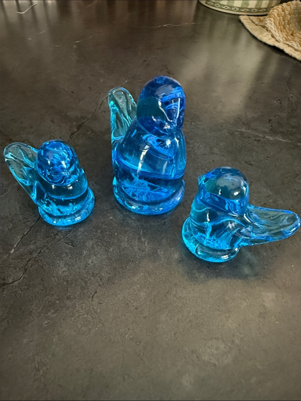 Glass Bluebird Figurines - Set of 3